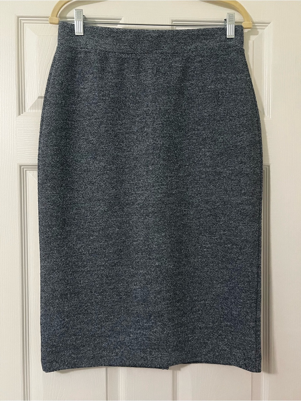 LOFT Outlet Women’s S Gray Solid Knit Pencil Knee Length Pull On Slit Stretch